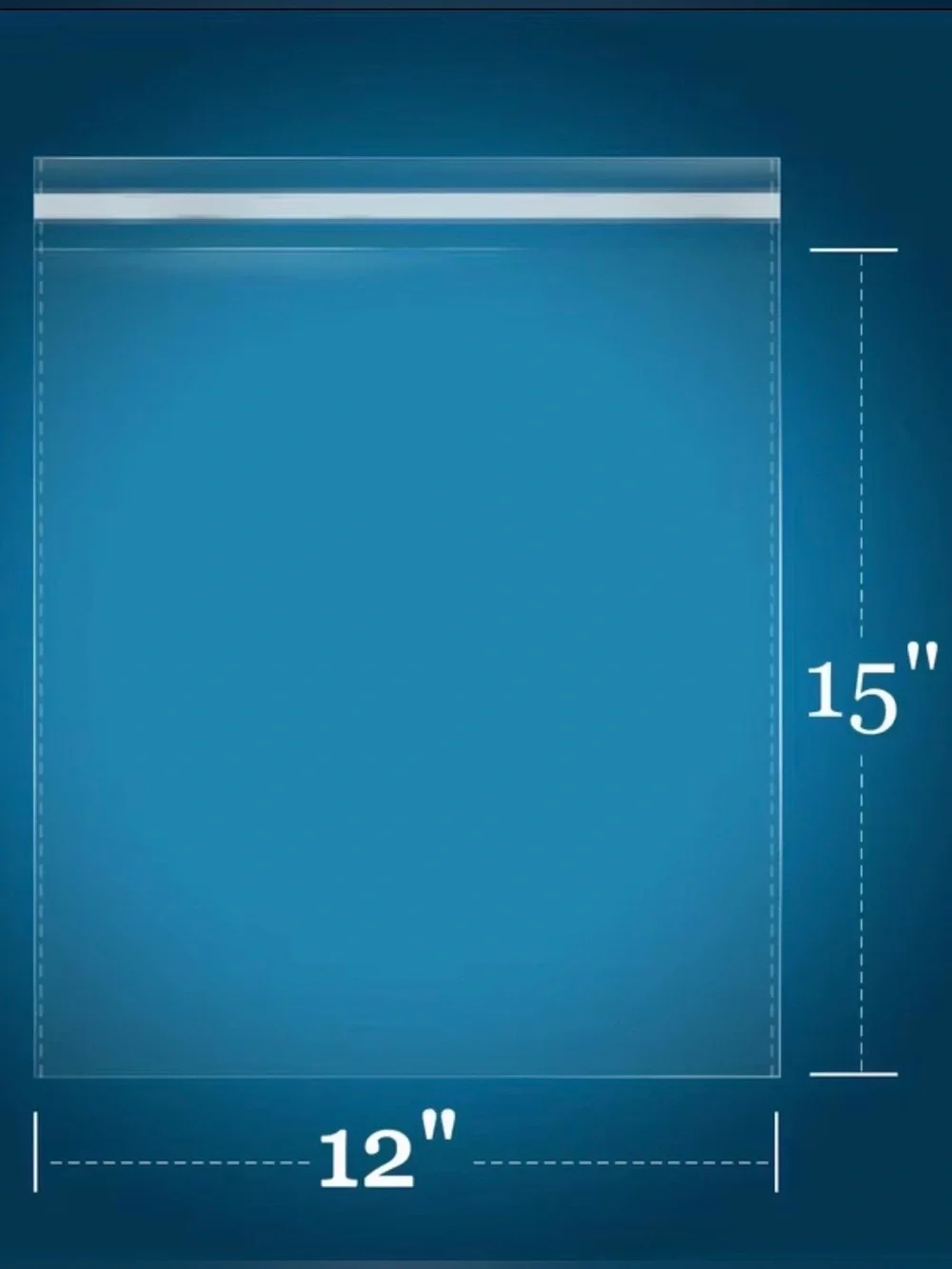 50pc Large 12”x15” Clear Cellophane Bags with Adhesive Seal